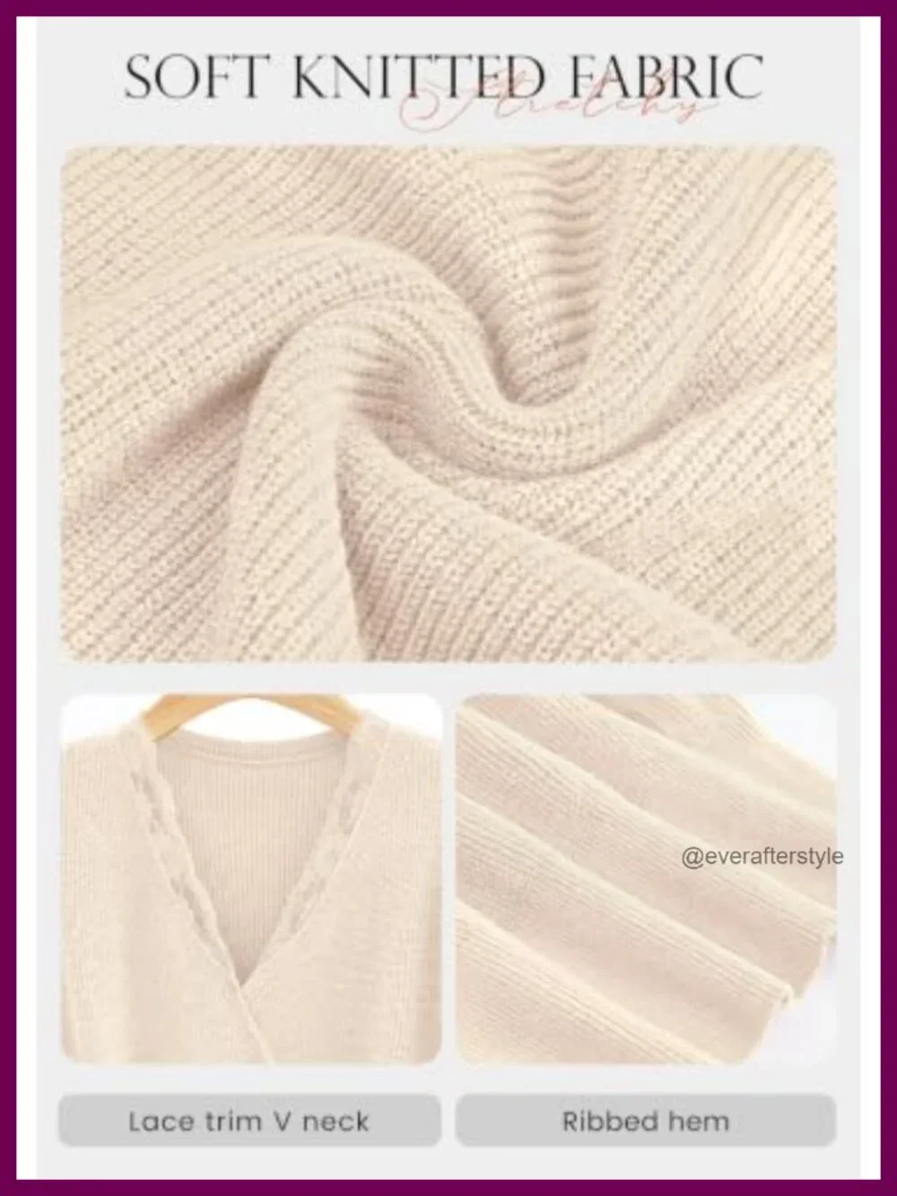 Women's V-Neck Lace Trim Wrap Crop Sweater Ribbed Knit Long Sleeve Fall Top
